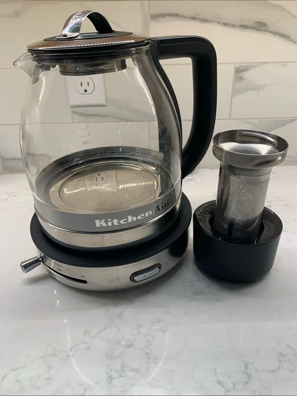 RARE KitchenAid Glass Electric Tea Kettle with Silver Stainless